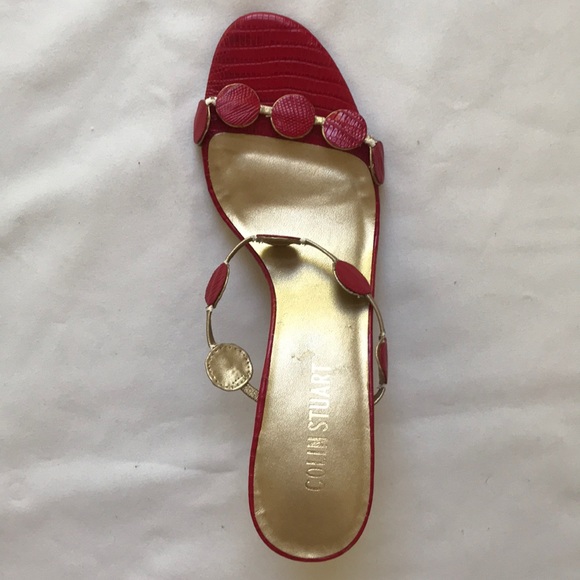 COPY - Colin Stuart red & gold strappy high heel sandal 9 - Picture 6 of 8